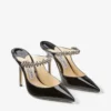 Mules Bing 100 in vernice nera con cinturino in cristallo Mules Bing 100 in vernice nera con cinturino in cristallo