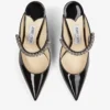 Mules Bing 100 in vernice nera con cinturino in cristallo Mules Bing 100 in vernice nera con cinturino in cristallo