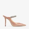 Mules Bing 100 in vernice rosa balletto con cinturino di cristalli