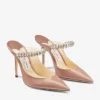 Mules Bing 100 in vernice rosa balletto con cinturino di cristalli