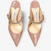 Mules Bing 100 in vernice rosa balletto con cinturino di cristalli
