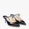 Mules Bing 65 in vernice nera con cinturino in cristallo Mules Bing 65 in vernice nera con cinturino in cristallo