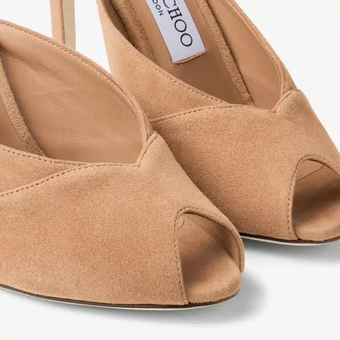 Mules Brigitte 100 in pelle scamosciata color caramello Mules Brigitte 100 in pelle scamosciata color caramello