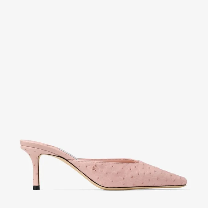 Mules Vivi 65 in pelle di struzzo rosa Mules Vivi 65 in pelle di struzzo rosa
