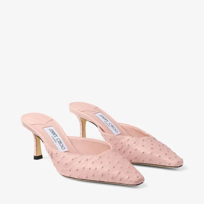 Mules Vivi 65 in pelle di struzzo rosa Mules Vivi 65 in pelle di struzzo rosa