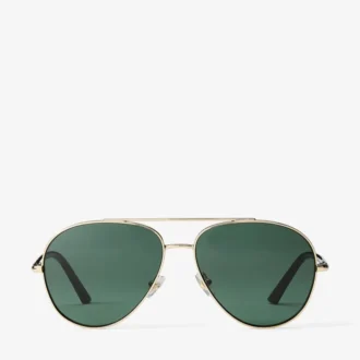 Occhiali da sole Aviator Astor in metallo oro pallido e verde