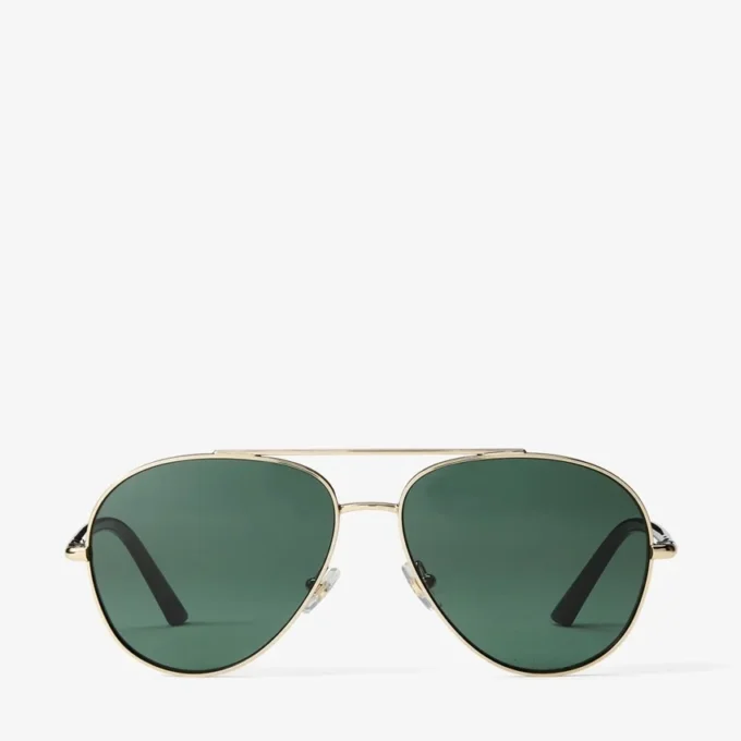 Occhiali da sole Aviator Astor in metallo oro pallido e verde Occhiali da sole Aviator Astor in metallo oro pallido e verde