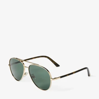 Occhiali da sole Aviator Astor in metallo oro pallido e verde