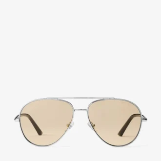 Occhiali da sole Aviator in metallo argento e giallo chiaro Astor