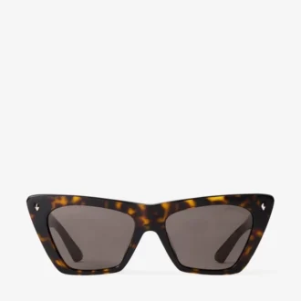 Occhiali da sole cat-eye in acetato color Havana e marrone scuro Occhiali da sole cat-eye in acetato color Havana e marrone scuro