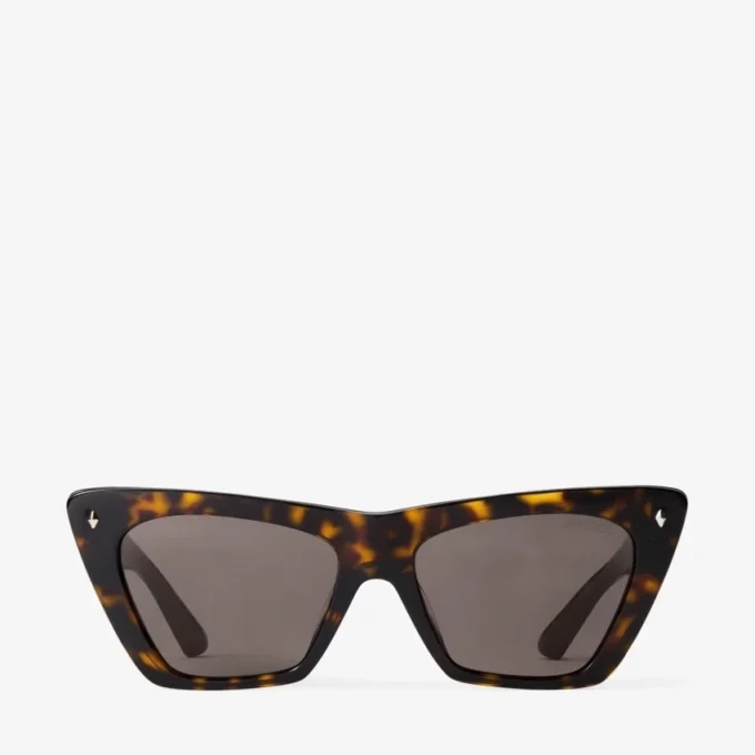 Occhiali da sole cat-eye in acetato color Havana e marrone scuro Occhiali da sole cat-eye in acetato color Havana e marrone scuro
