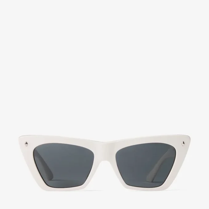 Occhiali da sole cat-eye in acetato color latte e grigio Occhiali da sole cat-eye in acetato color latte e grigio