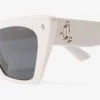 Occhiali da sole cat-eye in acetato color latte e grigio Occhiali da sole cat-eye in acetato color latte e grigio