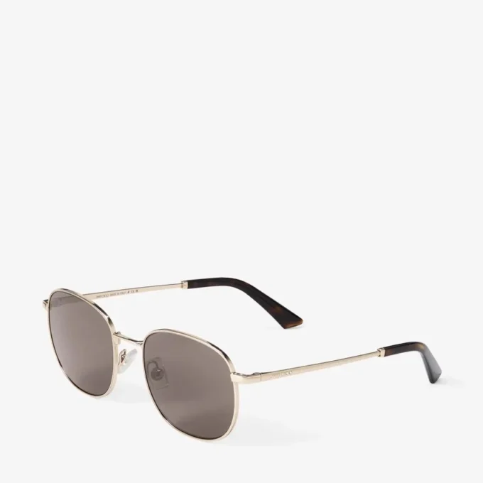 Occhiali da sole in metallo Pantos Dune oro pallido e marrone scuro Occhiali da sole in metallo Pantos Dune oro pallido e marrone scuro