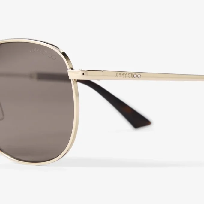 Occhiali da sole in metallo Pantos Dune oro pallido e marrone scuro Occhiali da sole in metallo Pantos Dune oro pallido e marrone scuro