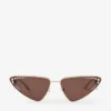 Occhiali da sole Kristal Cat Eye in oro pallido con cristalli