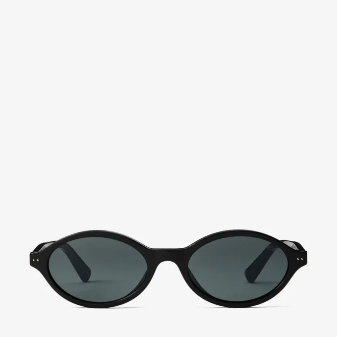 Occhiali da sole Marais in acetato ovale nero e grigio Occhiali da sole Marais in acetato ovale nero e grigio