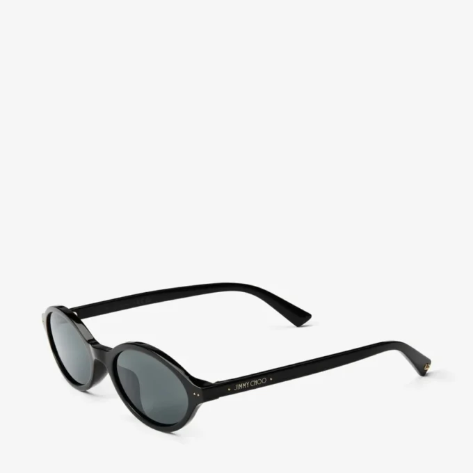 Occhiali da sole Marais in acetato ovale nero e grigio Occhiali da sole Marais in acetato ovale nero e grigio