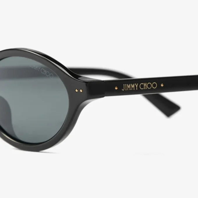 Occhiali da sole Marais in acetato ovale nero e grigio Occhiali da sole Marais in acetato ovale nero e grigio