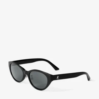 Occhiali da sole ovali Benna in acetato nero e grigio