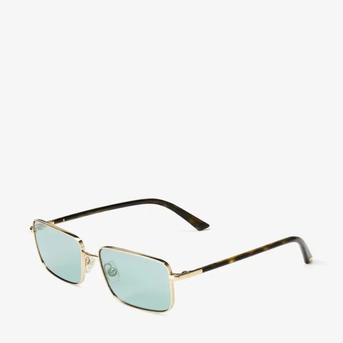 Occhiali da sole rettangolari Gavin in metallo oro pallido e verde Occhiali da sole rettangolari Gavin in metallo oro pallido e verde