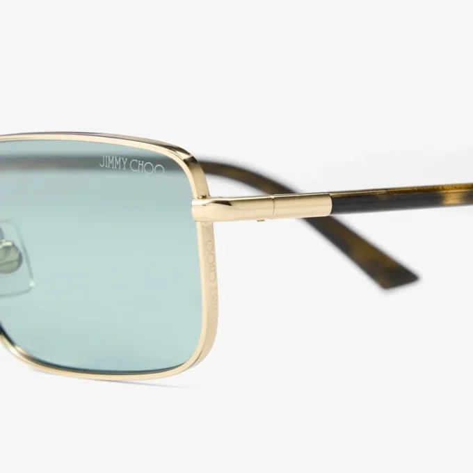Occhiali da sole rettangolari Gavin in metallo oro pallido e verde Occhiali da sole rettangolari Gavin in metallo oro pallido e verde