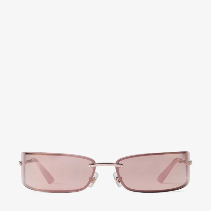 Occhiali da sole rettangolari in metallo oro pallido e rosa Occhiali da sole rettangolari in metallo oro pallido e rosa