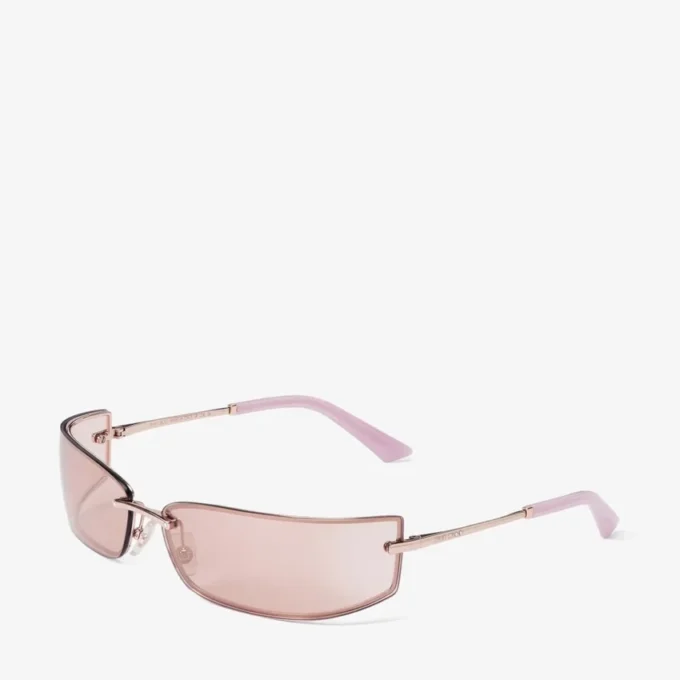 Occhiali da sole rettangolari in metallo oro pallido e rosa Occhiali da sole rettangolari in metallo oro pallido e rosa