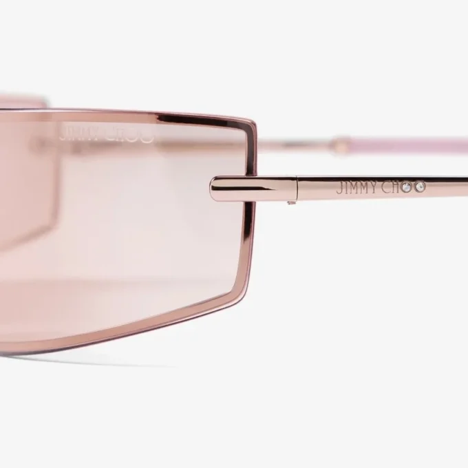 Occhiali da sole rettangolari in metallo oro pallido e rosa Occhiali da sole rettangolari in metallo oro pallido e rosa