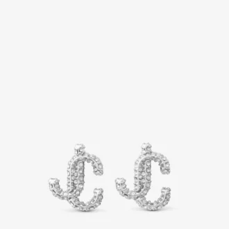 Orecchini a bottone Jc in metallo con finitura argento e cristalli Swarovski