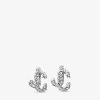 Orecchini a bottone Jc in metallo con finitura argento e cristalli Swarovski