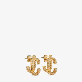 Orecchini a bottone Jc in metallo con finitura dorata e cristalli Swarovski