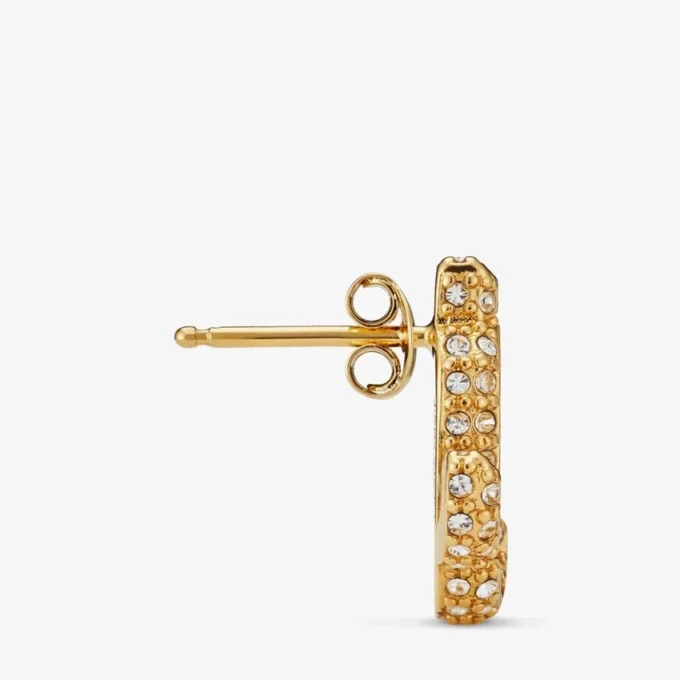Orecchini a bottone Jc in metallo con finitura dorata e cristalli Swarovski Orecchini a bottone Jc in metallo con finitura dorata e cristalli Swarovski