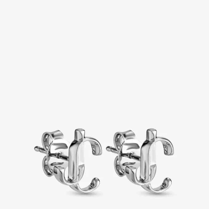 Orecchini a bottone Jc Mini in metallo con finitura argento Orecchini a bottone Jc Mini in metallo con finitura argento