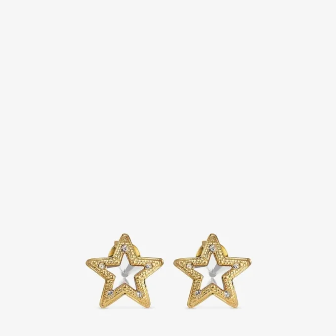 Orecchini a bottone Jc Star in metallo con finitura dorata e cristalli Swarovski Orecchini a bottone Jc Star in metallo con finitura dorata e cristalli Swarovski