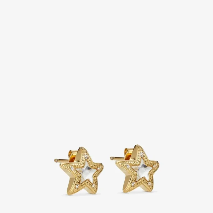 Orecchini a bottone Jc Star in metallo con finitura dorata e cristalli Swarovski Orecchini a bottone Jc Star in metallo con finitura dorata e cristalli Swarovski
