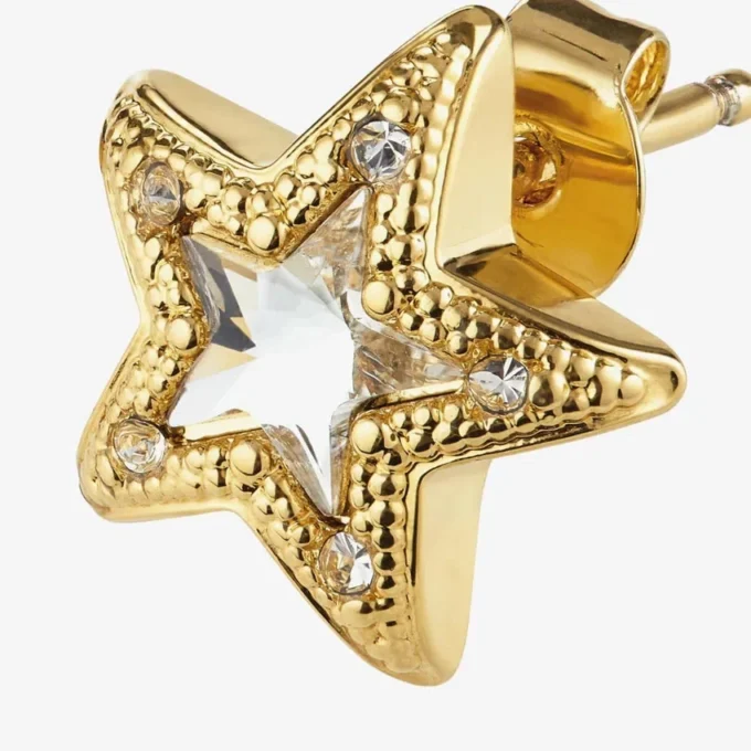 Orecchini a bottone Jc Star in metallo con finitura dorata e cristalli Swarovski Orecchini a bottone Jc Star in metallo con finitura dorata e cristalli Swarovski