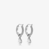 Orecchini a cerchio a forma di cuore con finitura argento e cristalli