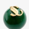 Orecchini a perla in metallo con finitura verde scuro e oro e acrilico Orecchini a perla in metallo con finitura verde scuro e oro e acrilico