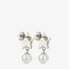 Orecchini Crystal Star Orecchini a forma di stella in metallo con finitura argento, perle in resina bianca e cristalli Orecchini Crystal Star Orecchini a forma di stella in metallo con finitura argento, perle in resina bianca e cristalli