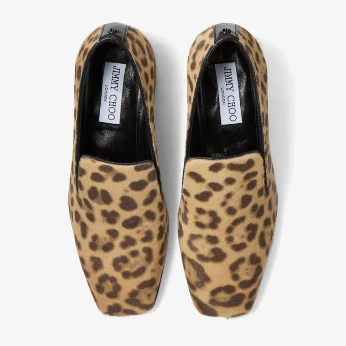 Pantofole Eliot 45 in pelle di cavallino con stampa leopardata naturale Pantofole Eliot 45 in pelle di cavallino con stampa leopardata naturale
