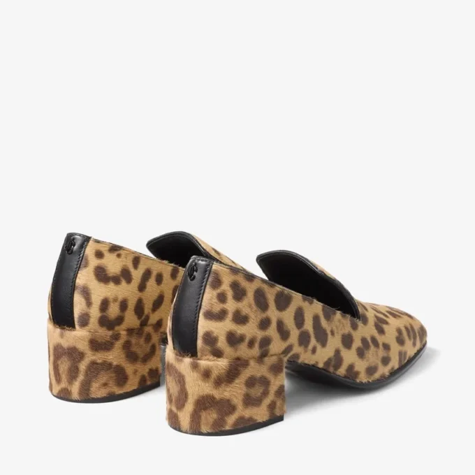 Pantofole Eliot 45 in pelle di cavallino con stampa leopardata naturale Pantofole Eliot 45 in pelle di cavallino con stampa leopardata naturale