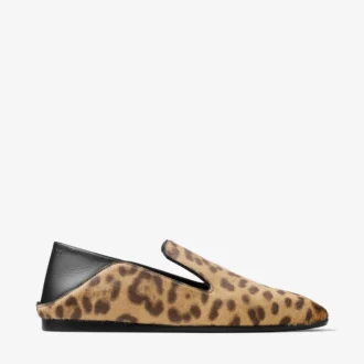Pantofole Eliot in pelle di pony con stampa leopardata naturale