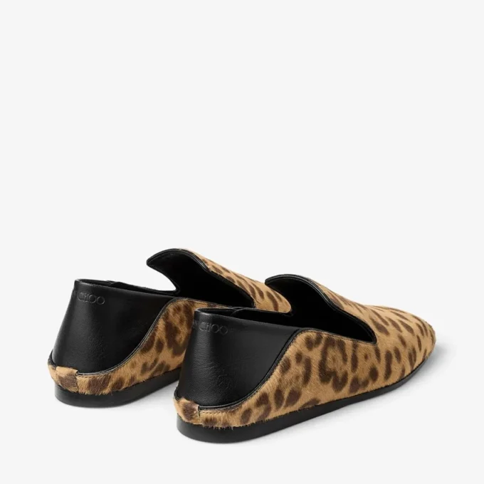 Pantofole Eliot in pelle di pony con stampa leopardata naturale Pantofole Eliot in pelle di pony con stampa leopardata naturale