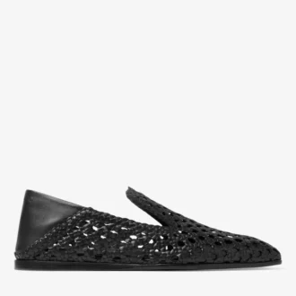 Pantofole Eliot in pelle intrecciata nera Pantofole Eliot in pelle intrecciata nera