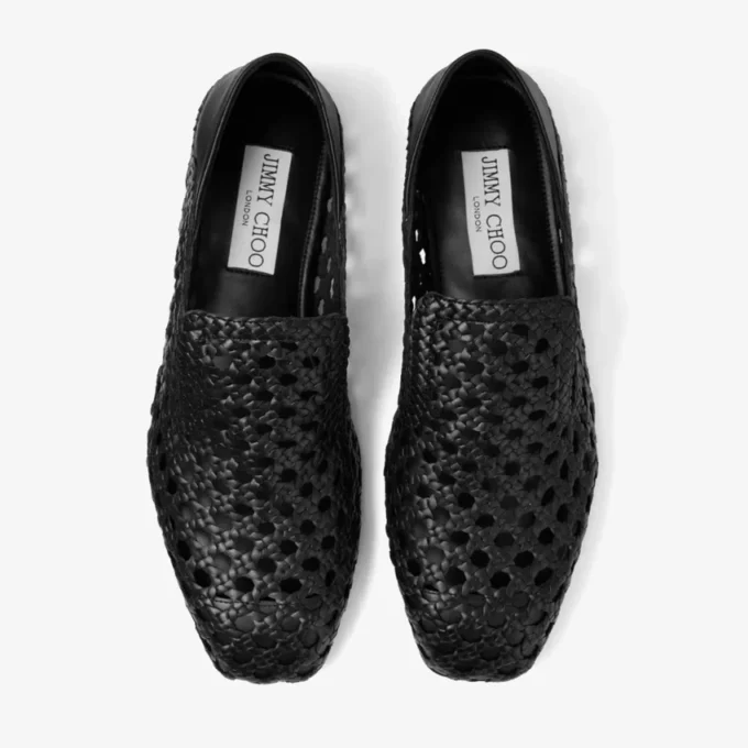 Pantofole Eliot in pelle intrecciata nera Pantofole Eliot in pelle intrecciata nera