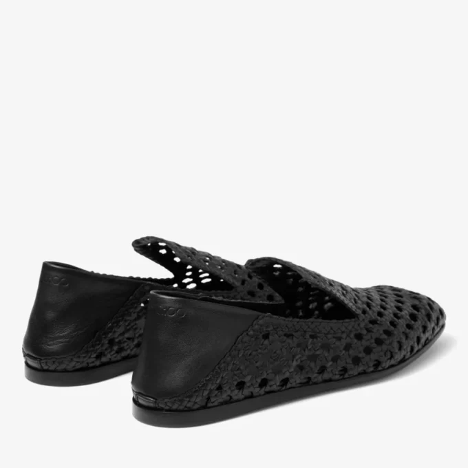 Pantofole Eliot in pelle intrecciata nera Pantofole Eliot in pelle intrecciata nera
