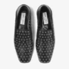 Pantofole Eliot in pelle nappa nera metallizzata con occhielli Pantofole Eliot in pelle nappa nera metallizzata con occhielli