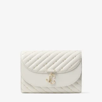 Pochette Avenue Curve in pelle nappa trapuntata color latte