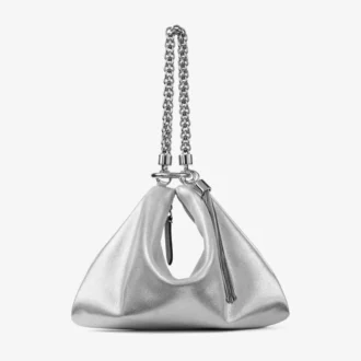 Pochette Callie in pelle metallizzata argento